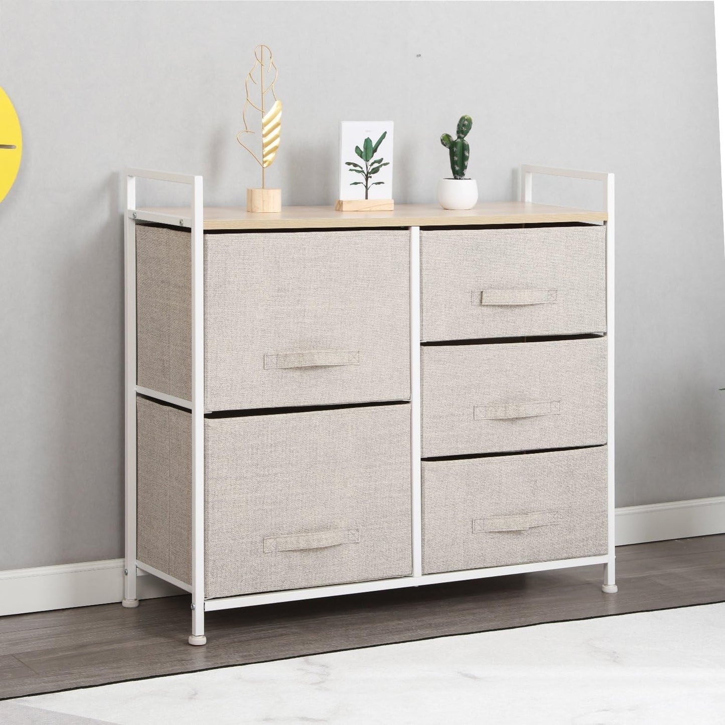 Fabric Chest of Drawers 5 Drawer Wardrobe Storage Organizer Bedroom Living Room