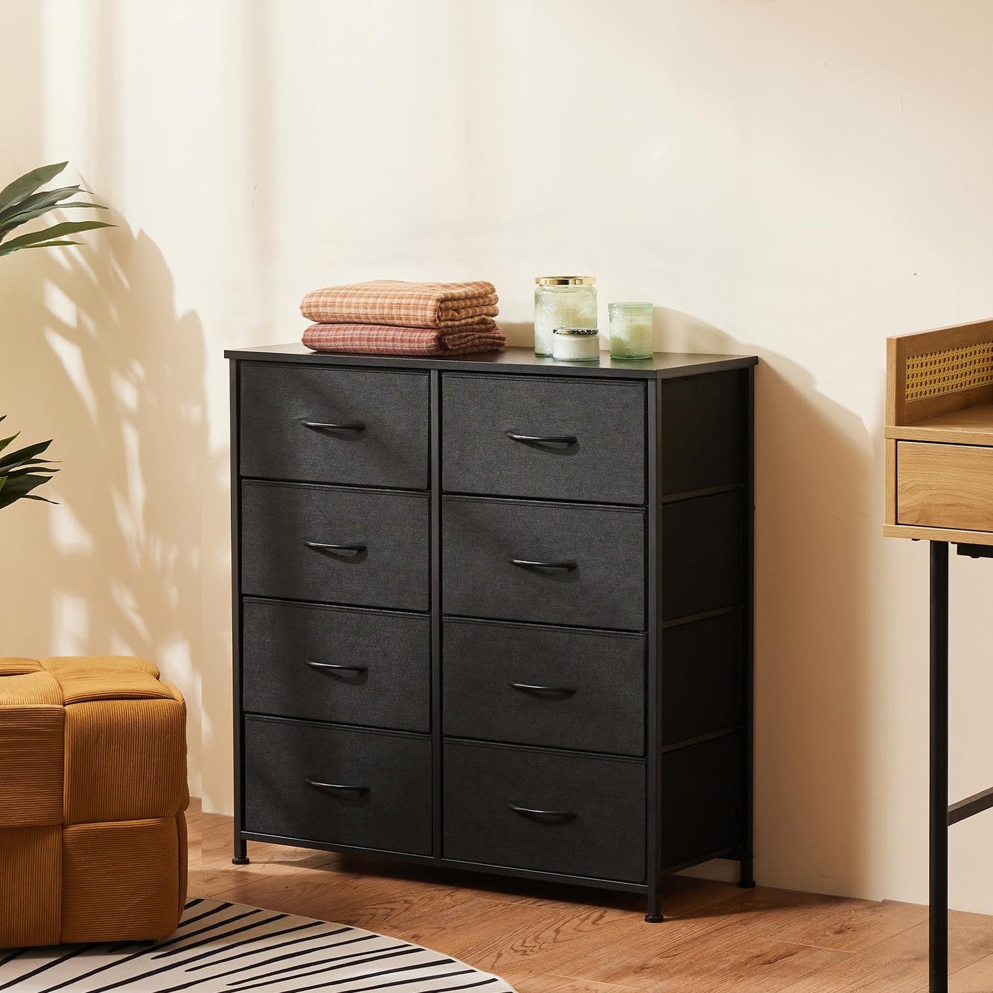 Fabric Chest of Drawers 8 Drawers Dresser Steel Frame Wardrobe Storage Organizer