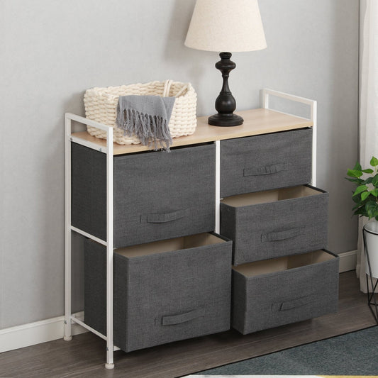 Fabric Chest of Drawers 5 Drawer Wardrobe Storage Organizer Bedroom Living Room
