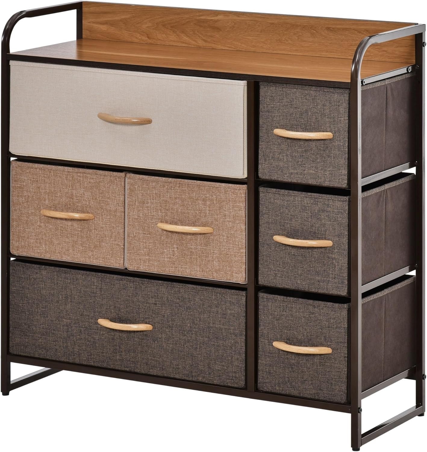 Chest of Drawer Wooden Top Fabric Dresser Steel Frame Wardrobe Storage Organizer