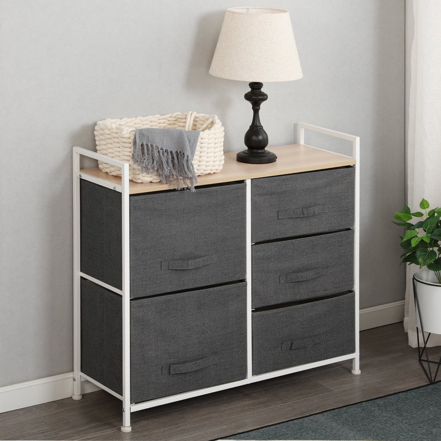 Fabric Chest of Drawers 5 Drawer Wardrobe Storage Organizer Bedroom Living Room