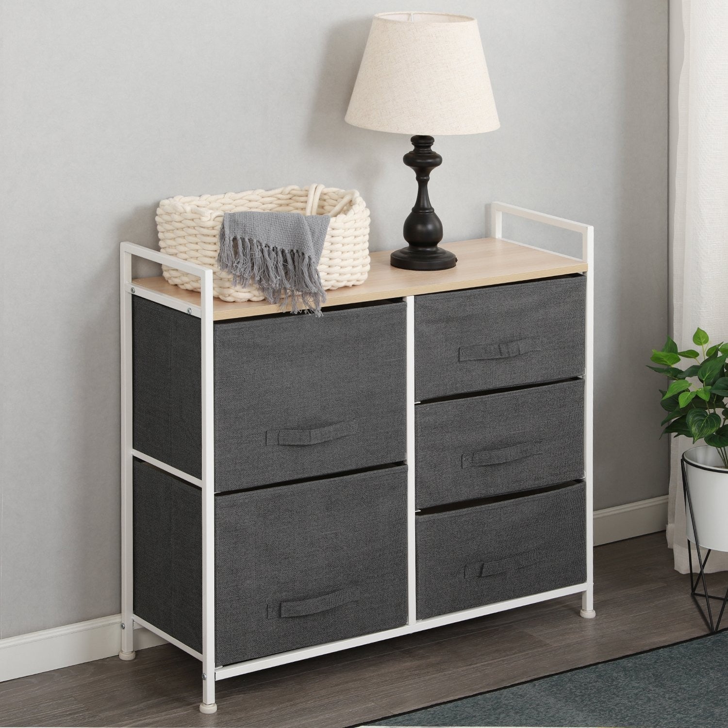 Fabric Chest of Drawers 5 Drawer Wardrobe Storage Organizer Bedroom Living Room